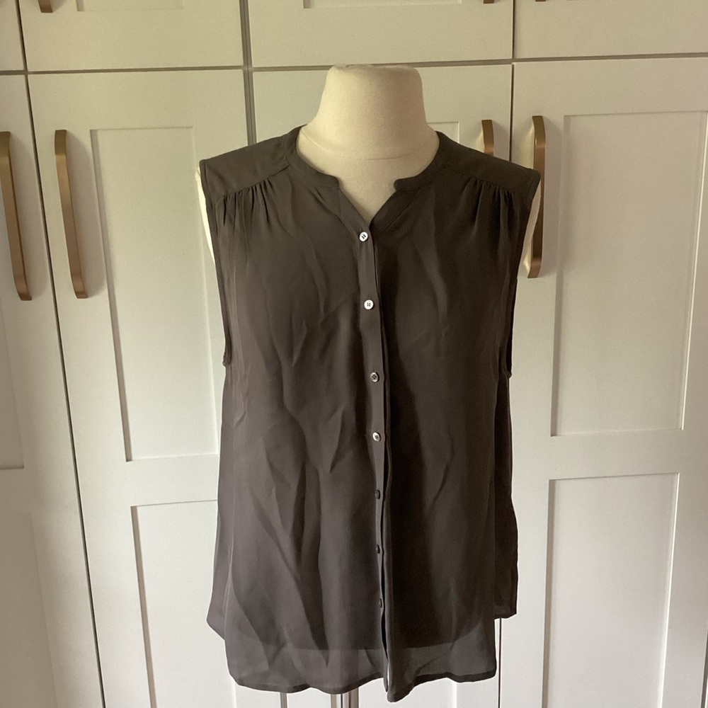 Joie Tank Top Womens M Sleeveless Button-Up Blouse - Dark Gray